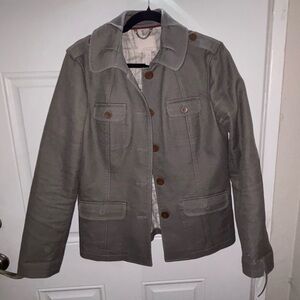 Banana Republic Heritage gray Utility Jacket Size 12 Military Style Cotton Stre